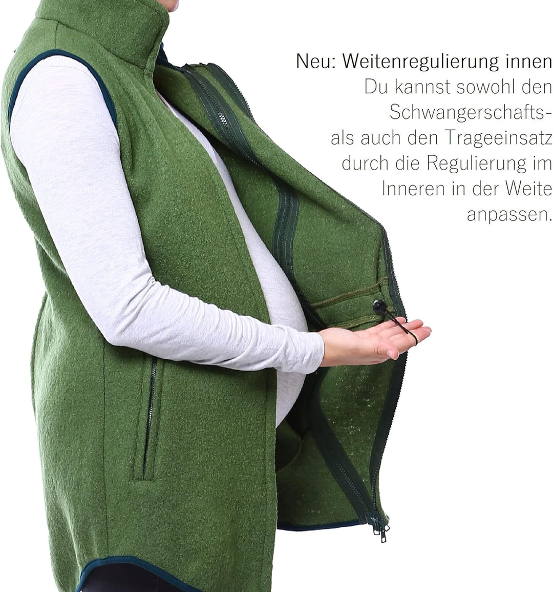 Viva la Mama - Wollweste Trageweste aus Wolle zum Babytragen Umstandsweste - PEVE - kiwigrün - L L A