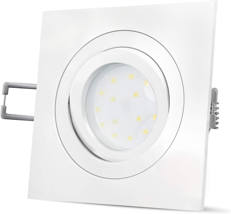 SSC-LUXon QF-2 LED Einbauleuchten 6er Set in weiss, flach & schwenkbar - mit LED Modul 5W neutralwei