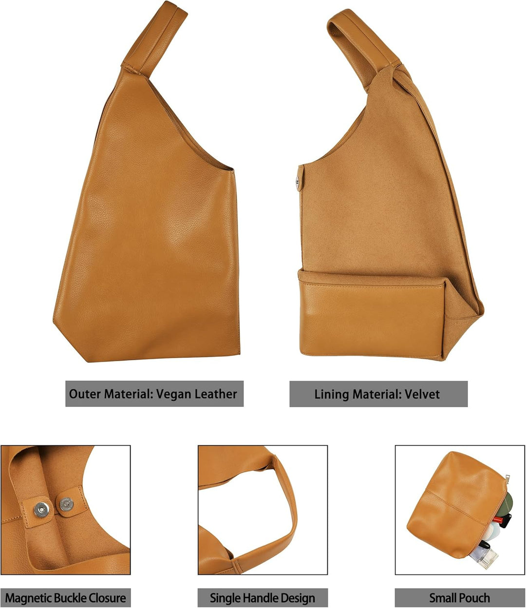 Leder-Tragetasche, übergrosse Hobo-Taschen, grosse Tragetasche für Frauen, Arbeit, vegane Leder-Hand