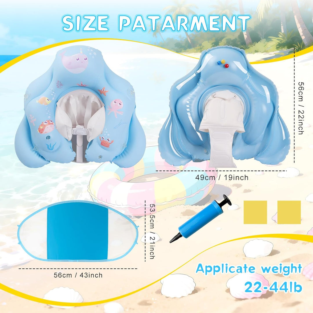 Schwimmring Baby mit abnehmbarem Sonnenschutz Mit Glocke Baby Float Schwimmsitz Kinderbecken Schwimm