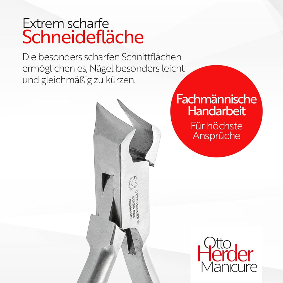 Otto Herder Manicure Nagelzange 11,5 cm, Kopfschneider aus Edelstahl, Nagelschneider für eingewachse