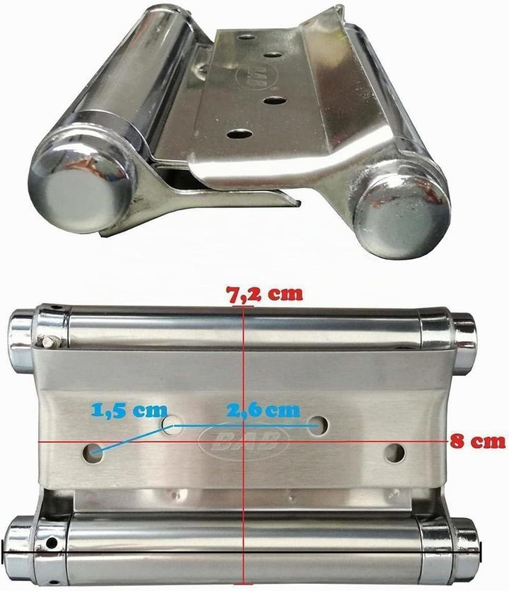 2x Edelstahl Pendeltürband Türscharnier (8 cm) - Robuste Scharniere für Saloontüren &amp; Pendeltüren -