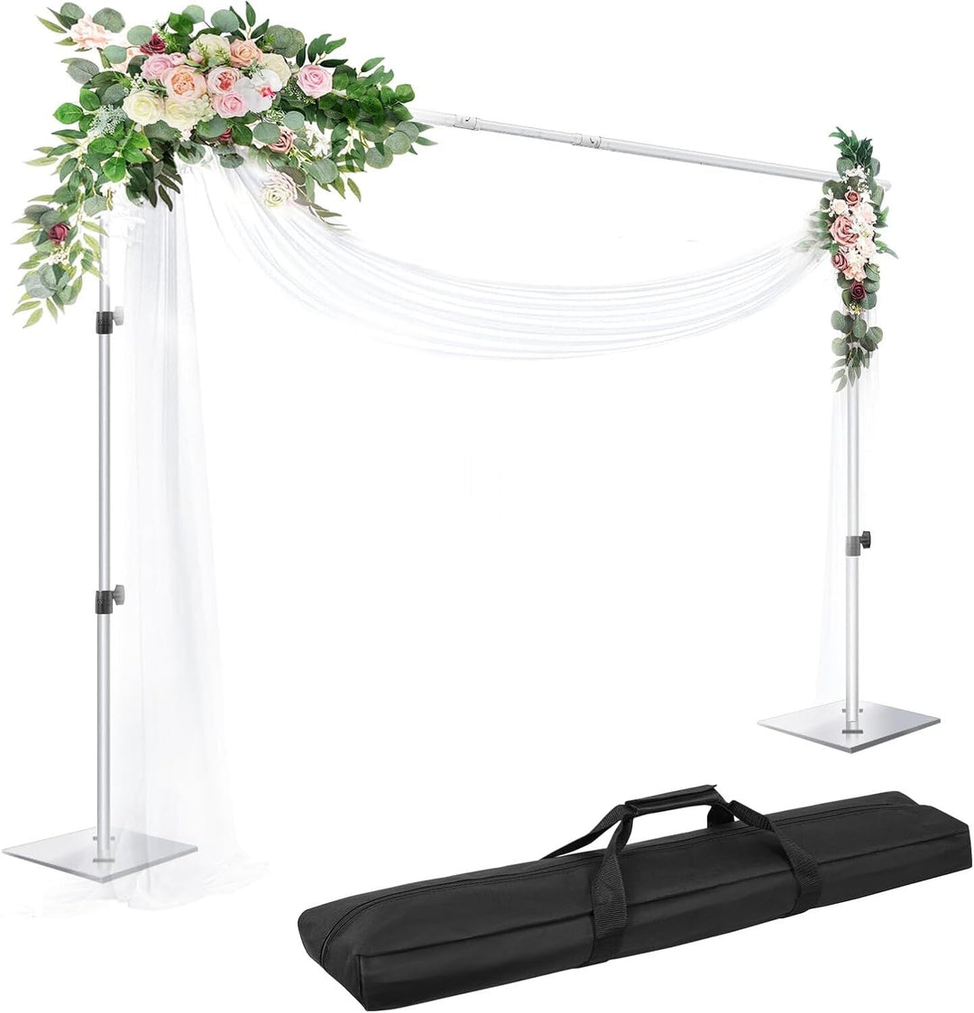 EMART Silberne Foto Hintergrund Ständer mit Stahlsockel, 2mx3m Verstellbarer Hintergrund Ständer Kit