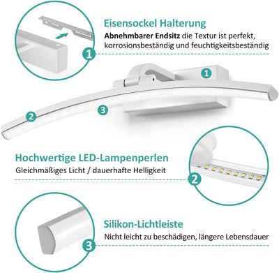 EMKE LED Spiegelleuchte Spiegellampen für das Bad Spiegelleuchte Badezimmer 40cm, 180° Drehbar Wandl