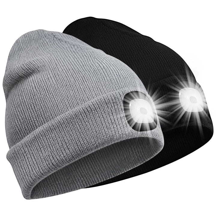 SPGOOD LED Beanie Beleuchtete Mütze mit Licht,Wiederaufladbare USB Winter Warm LED Mütze mit Licht,L