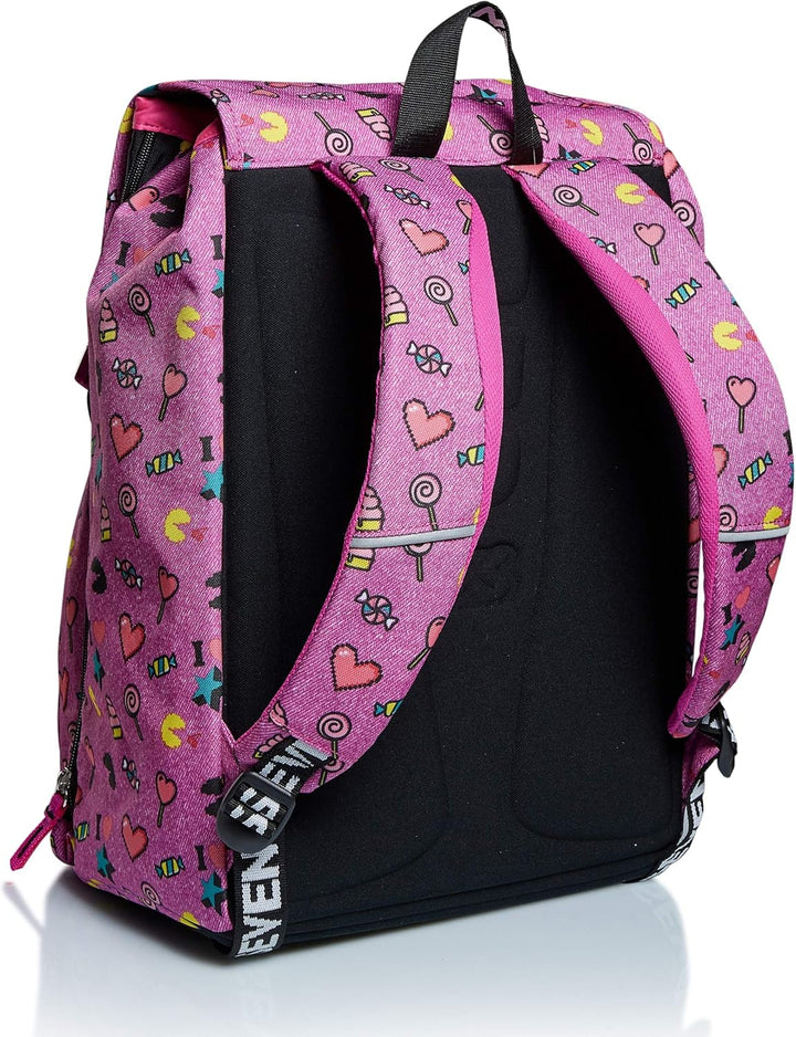 Seven Ausziehbarer Schulrucksack - Starry Rainbow - wendbare Pailletten, Rosa, Taglia unica, auszieh