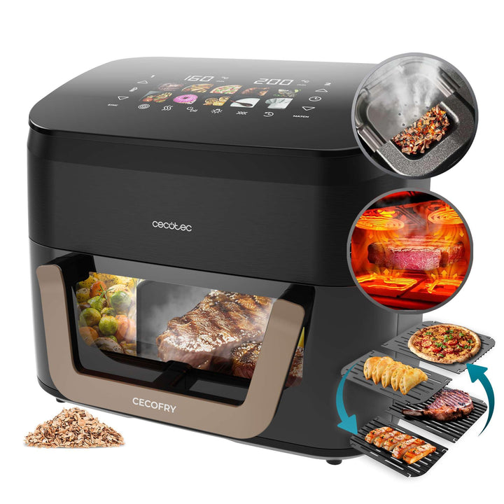 Cecotec Heissluftfritteuse ohne Öl - 10L - Grill - Doppelwiderstand - Integrierter Smoker - Air Frye