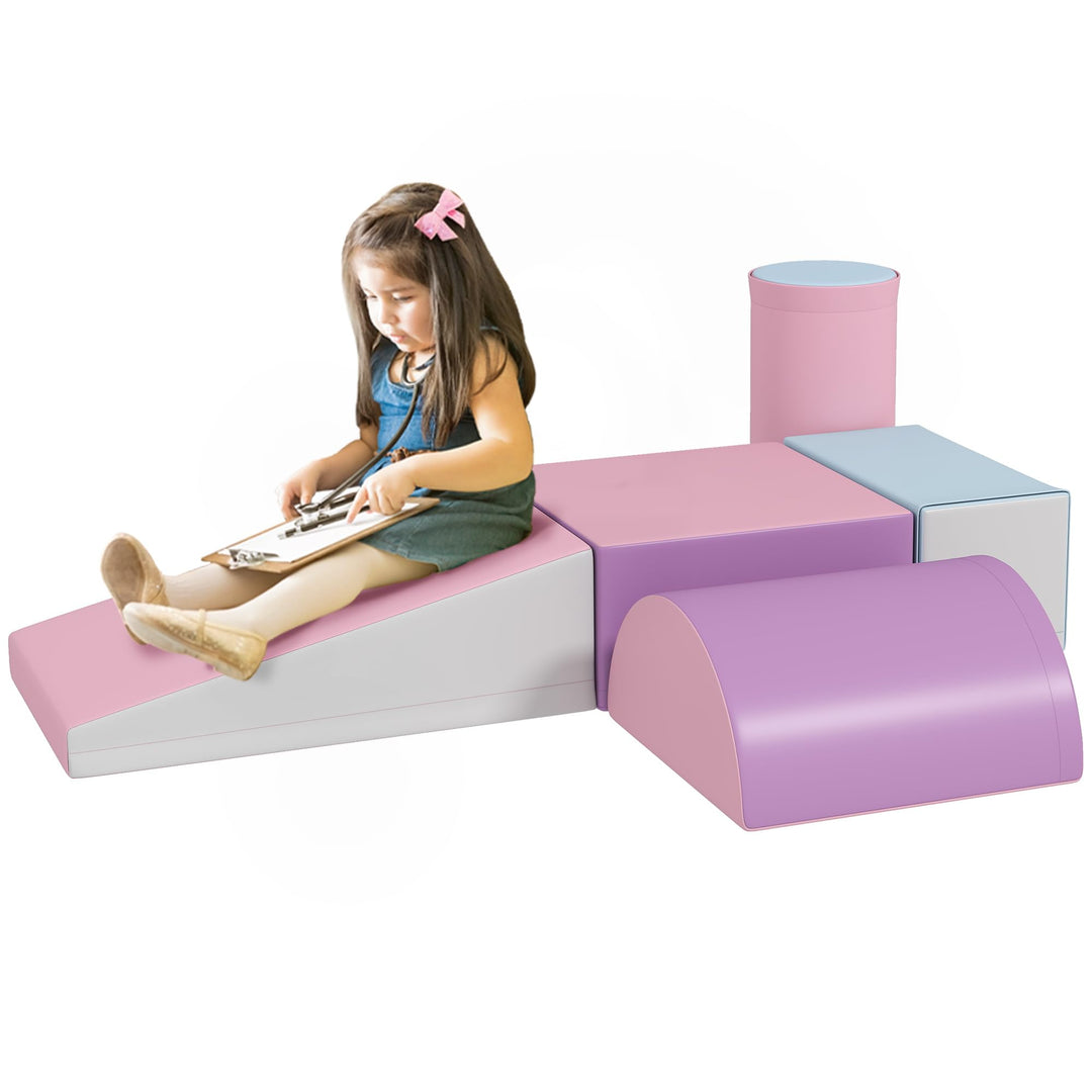 HOMCOM 5 TLG. Schaumstoff Bausteine Kinder Softbausteine Klettern Bauklötze Weiche Schaumstoffbauste