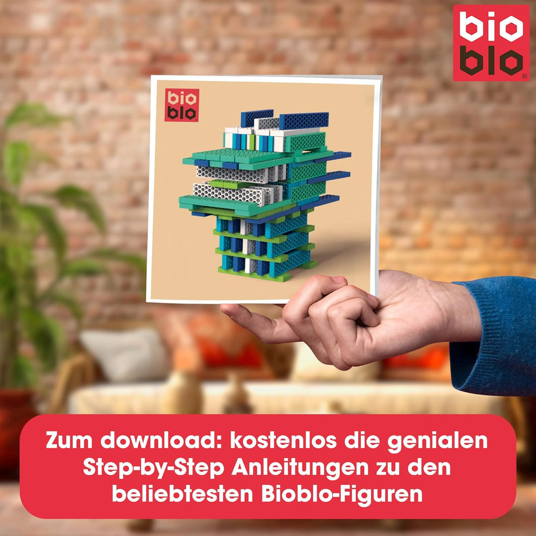 bioblo Hello Box Ocean Mix mit 100 Stück | Nachhaltige Bunte Bauklötze für Kinder ab 3 Jahren | Holz