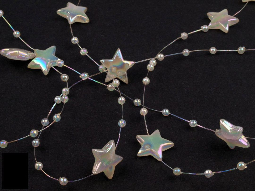 60m Creme Sterne Perlenband Perlenkette Perlengirlande Perlenschnur Weihnachten Advent Deko Perlen T