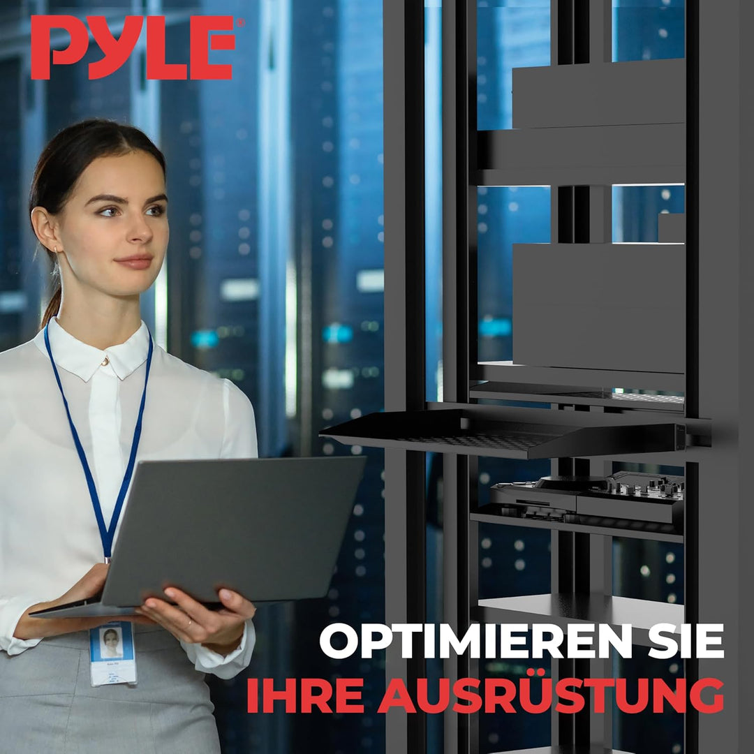 Pyle 2-Pc 1U Server Rack Shelf, Vented Shelves for Good Air Circulation, Cantilever Mount, Wall Moun