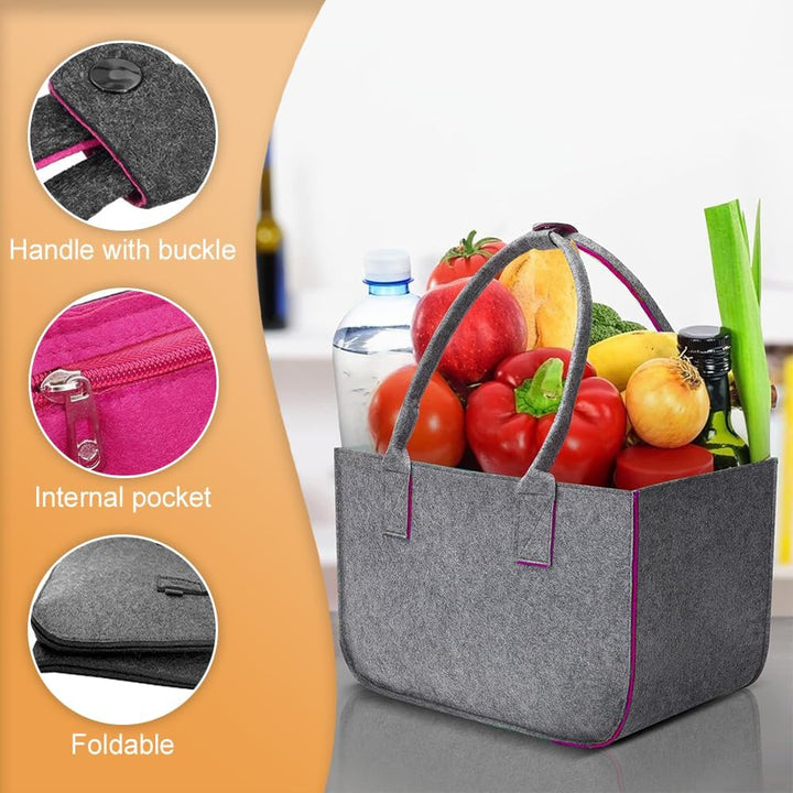 Lighterday 2 Stück 30L Filztasche Gross Einkaufstasche Faltbar,Tote Bag Filztaschen Shopper,Filzkorb