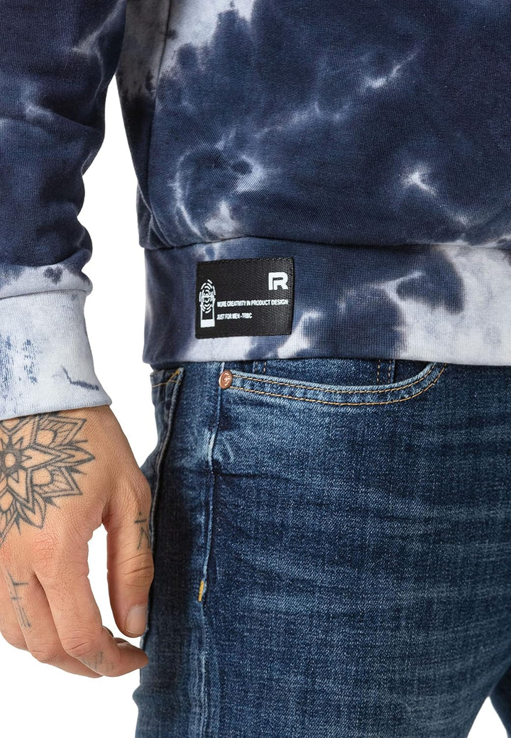 Redbridge Sweatshirt Herren Rundhals Pullover Batik S Blau, S Blau