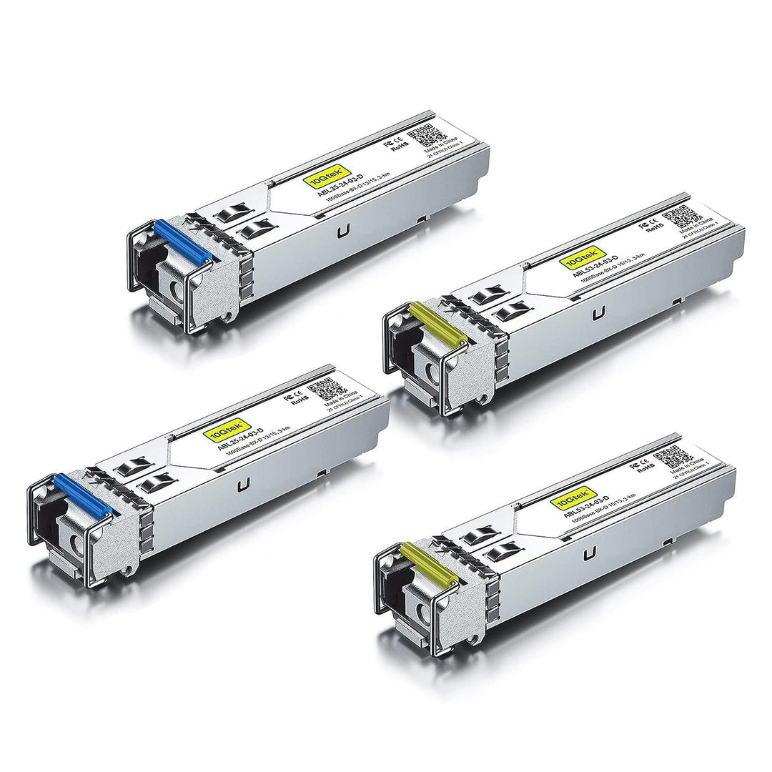 2x Pair of 1.25G SFP Bidi Transceiver 1000Base-BIDI, 1550nm/1310nm SMF, up to 2~3 km, for Cisco, Ubi