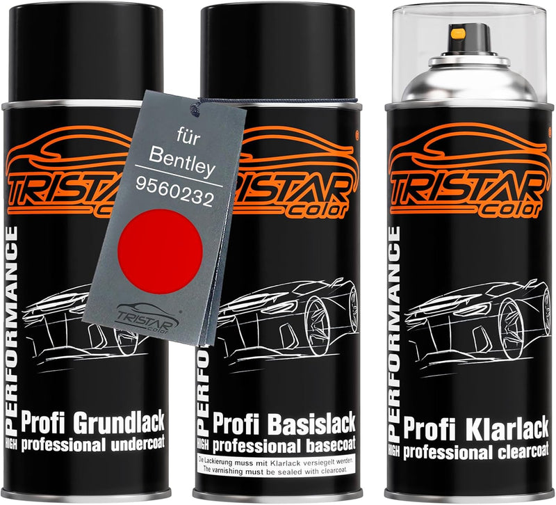 TRISTARcolor Autolack Spraydosen Set für Bentley 9560232 Candy Red Perl Grundlack Basislack Klarlack