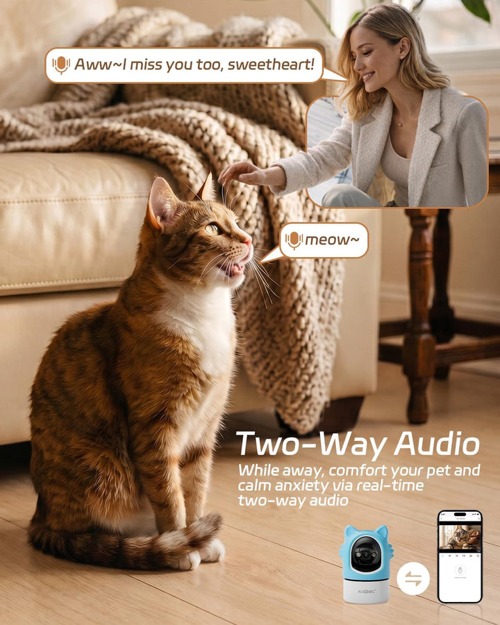 ALIOBC Haustierkamera 2K Indoor-Katzenkamera mit automatischer Verfolgung für Katzen, Katzenlaser, B