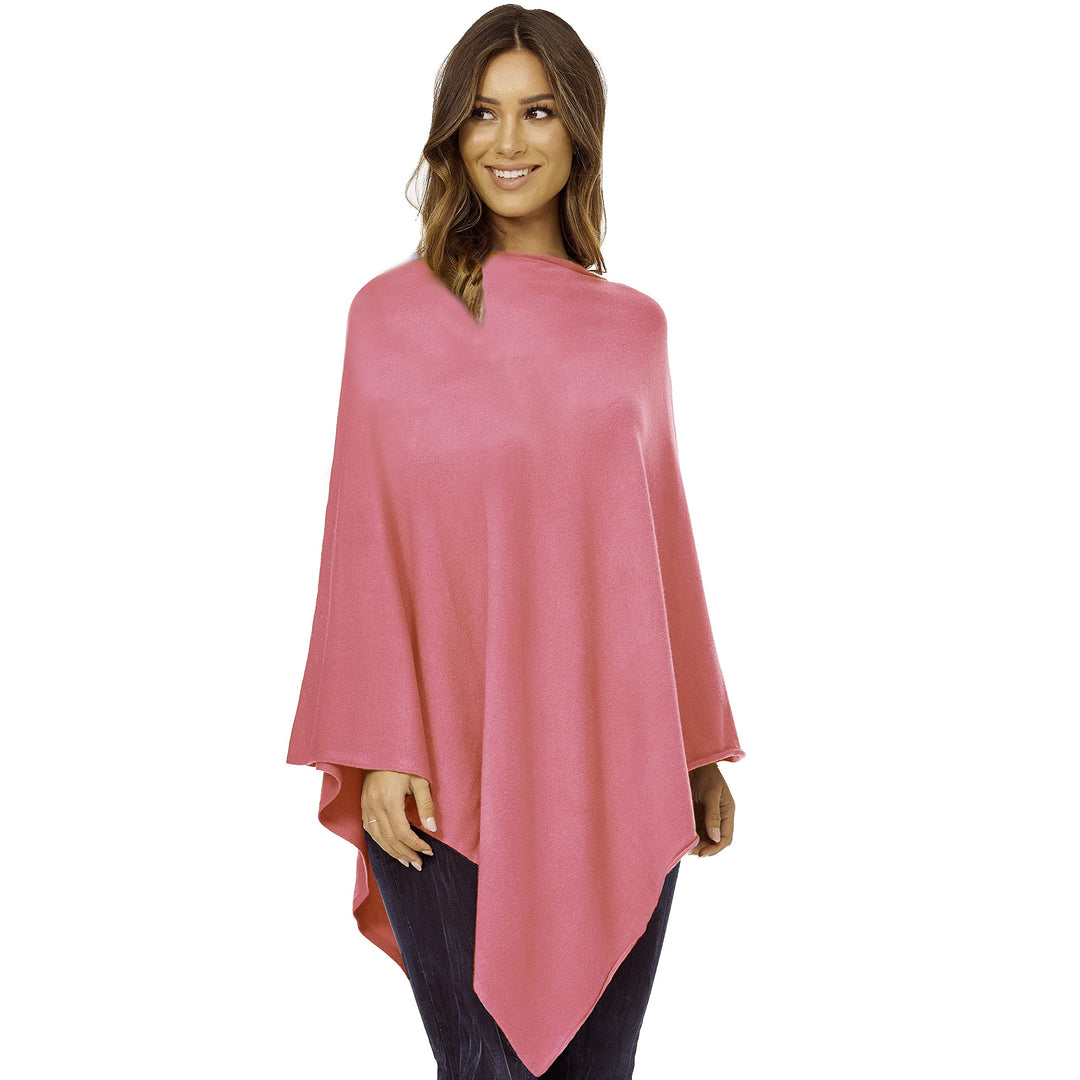 Damen Elegante Poncho Strick Pullover Strick Jacke, Altrosa