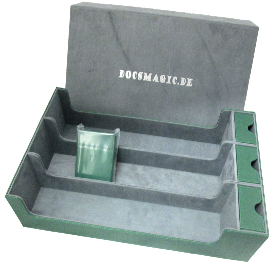 docsmagic.de Premium 3-Row Trading Card Storage Box Green + Trays & Divider - MTG PKM YGO - Aufbewah