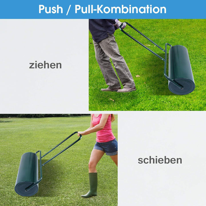GOPLUS Rasenwalze, 48L/63L Gartenwalze befüllbar mit Wasser & Sand, Rasenroller aus Metall, Graswalz