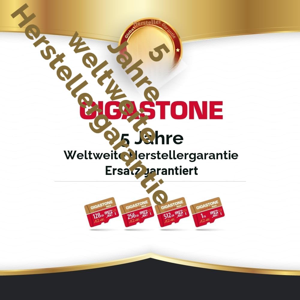 [5 Jahre kostenlose Datenwiederherstellung] GIGASTONE 512GB Micro SD Karte, Kamera Pro MAX, bis zu 1