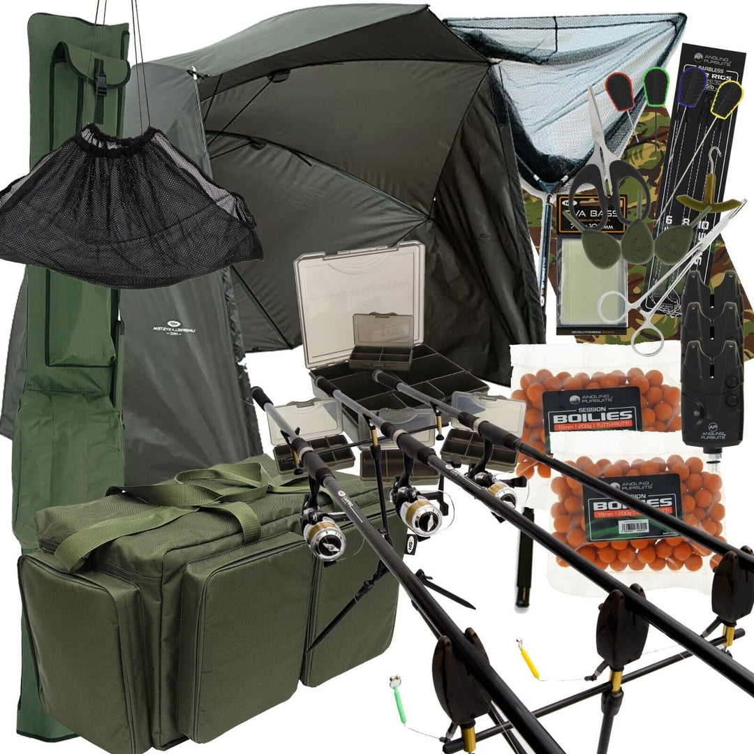 Karpfen-Angel-Setup, 3,6 m, 2/3 Ruten und Rollen, Bissanzeiger Netz, Tragetasche, Rutentasche für Br