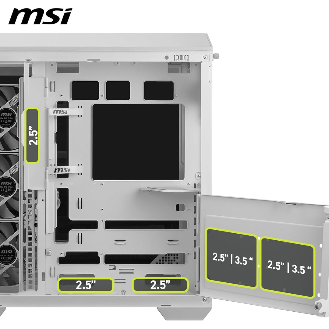 MSI MAG PANO 100R PZ Weiss ATX PC-Gehäuse - ATX-Kapazität &amp; Back-Connect Mainboard Unterstützung, Ve