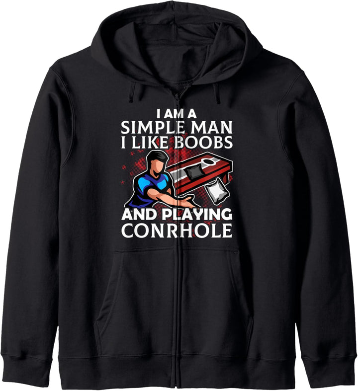 Simple Men Like Boobs and Playing Cornhole Kapuzenjacke