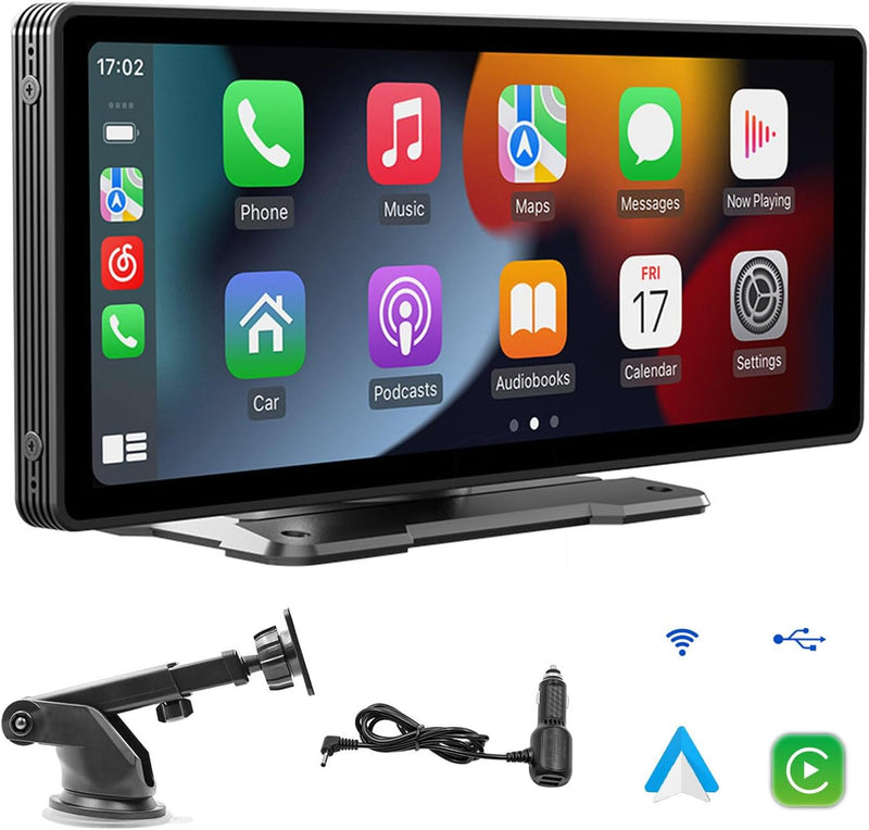 Sunweyer Tragbarer Apple CarPlay-Bildschirm und Android Auto Wireless Display Autoradio, 9,3-Zoll-HD