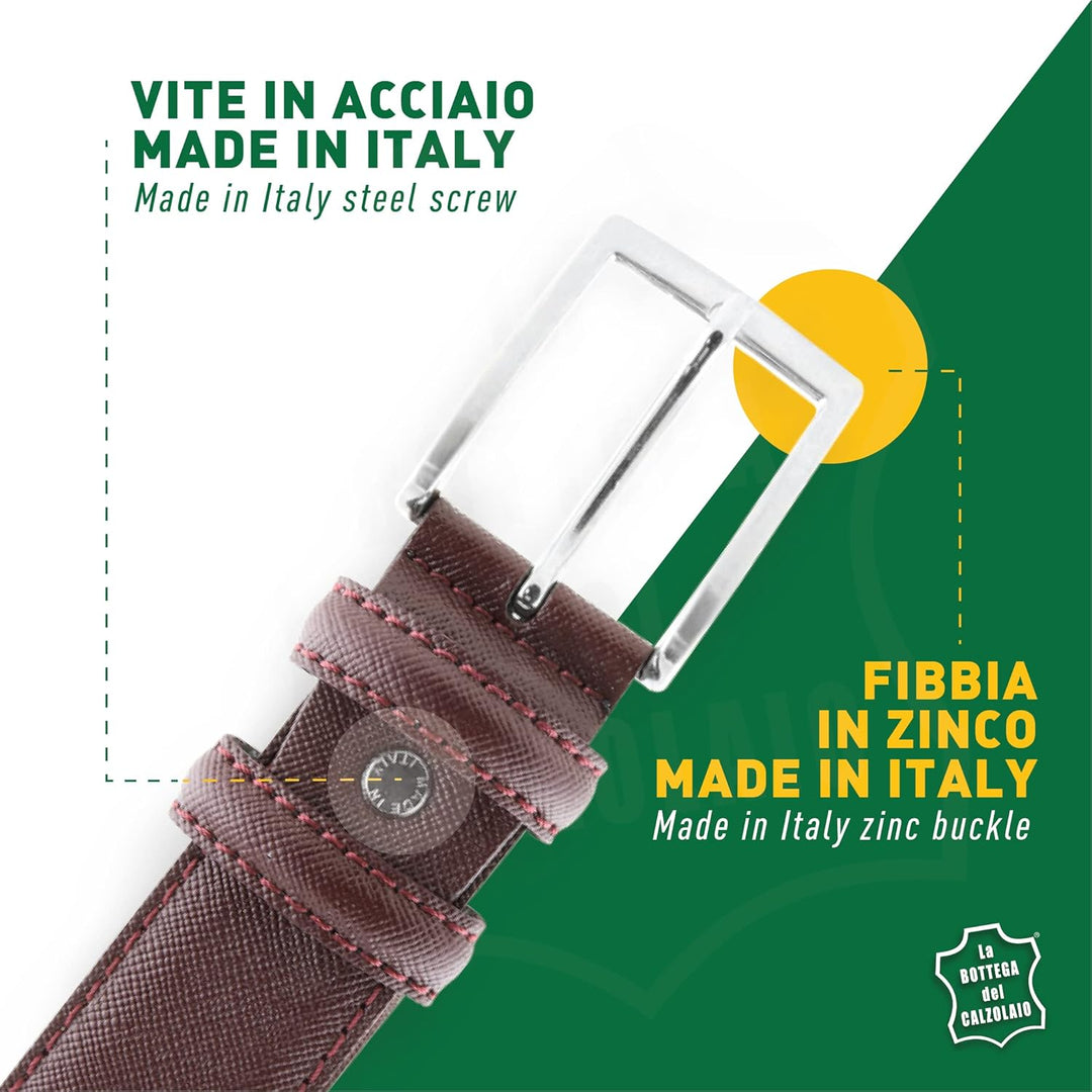 La Bottega del Calzolaio Ledergürtel 3,5 cm Saffiano schwarz für besondere Anlässe Made in Italy han
