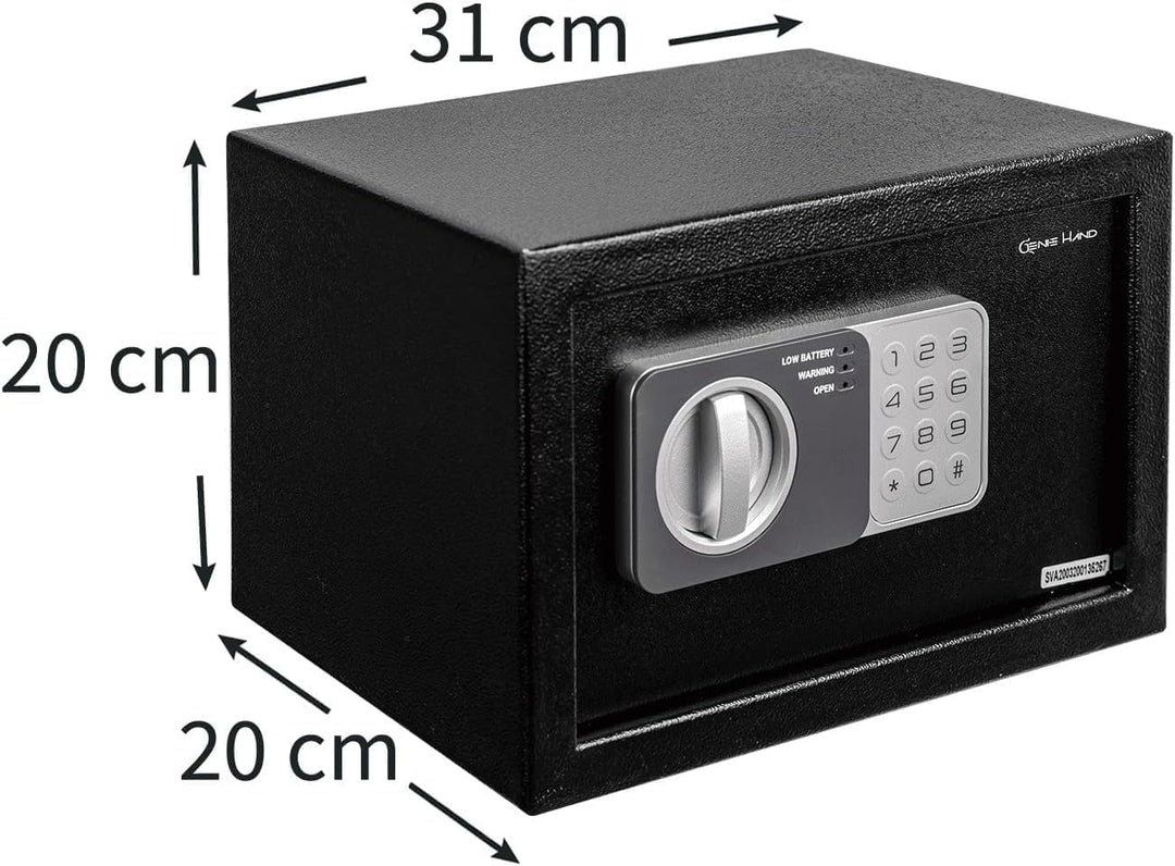 Genie Hand | Möbeltresor für Zuhause mit Elektronik Zahlenschloss und Schlüssel Tresor Safe mit Einw