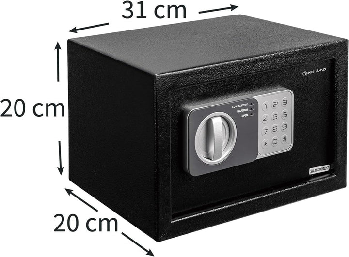 Genie Hand | Möbeltresor für Zuhause mit Elektronik Zahlenschloss und Schlüssel Tresor Safe mit Einw