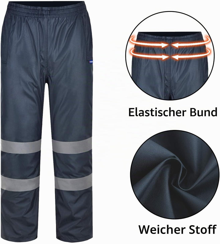 AYKRM Regenhose Fahrrad Warnschutz Regen-Latzhose, warnregenhose Arbeitshose Regenhosen für Herren 4