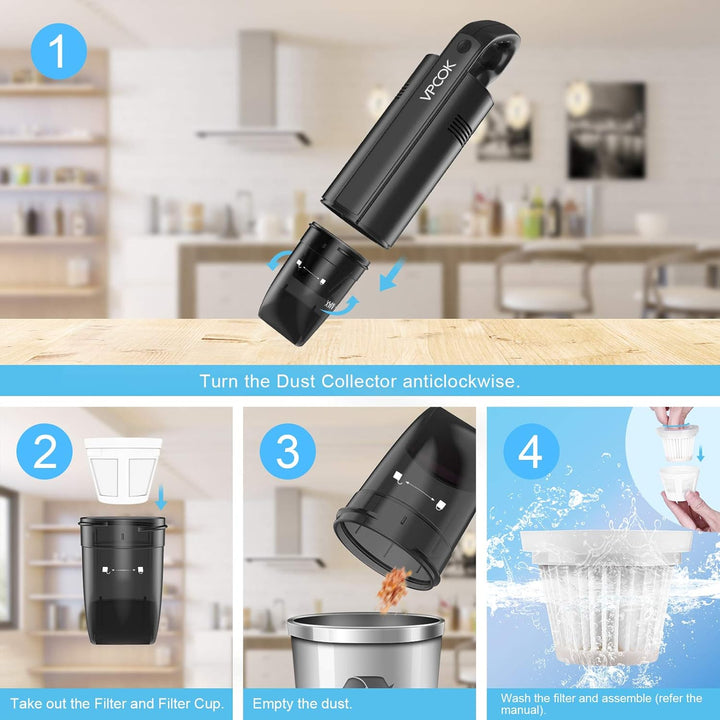 Vpcok Direct Handstaubsauger Leistungsstarker Akku Staubsauger 4500 Pa tragbarer Mini-Staubsauger US