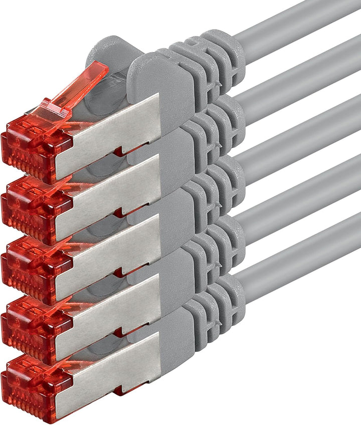 1aTTack.de 5x 7,5m - Cat 6 Netzwerk-Kabel Patch-Kabel Cat6 RJ45 SFTP - grau 7,5m grau - 5 Stück, 7,5