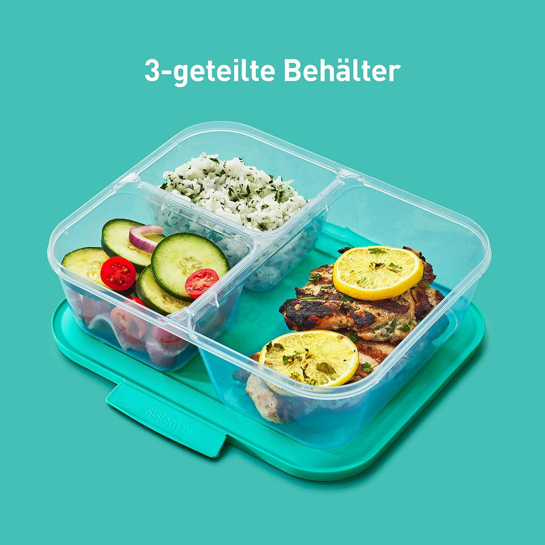 Sistema Nest IT Frischhaltedosen Meal Prep Boxen | 1,9 l luftdichte Vorratsdosen mit DREI Fächern un