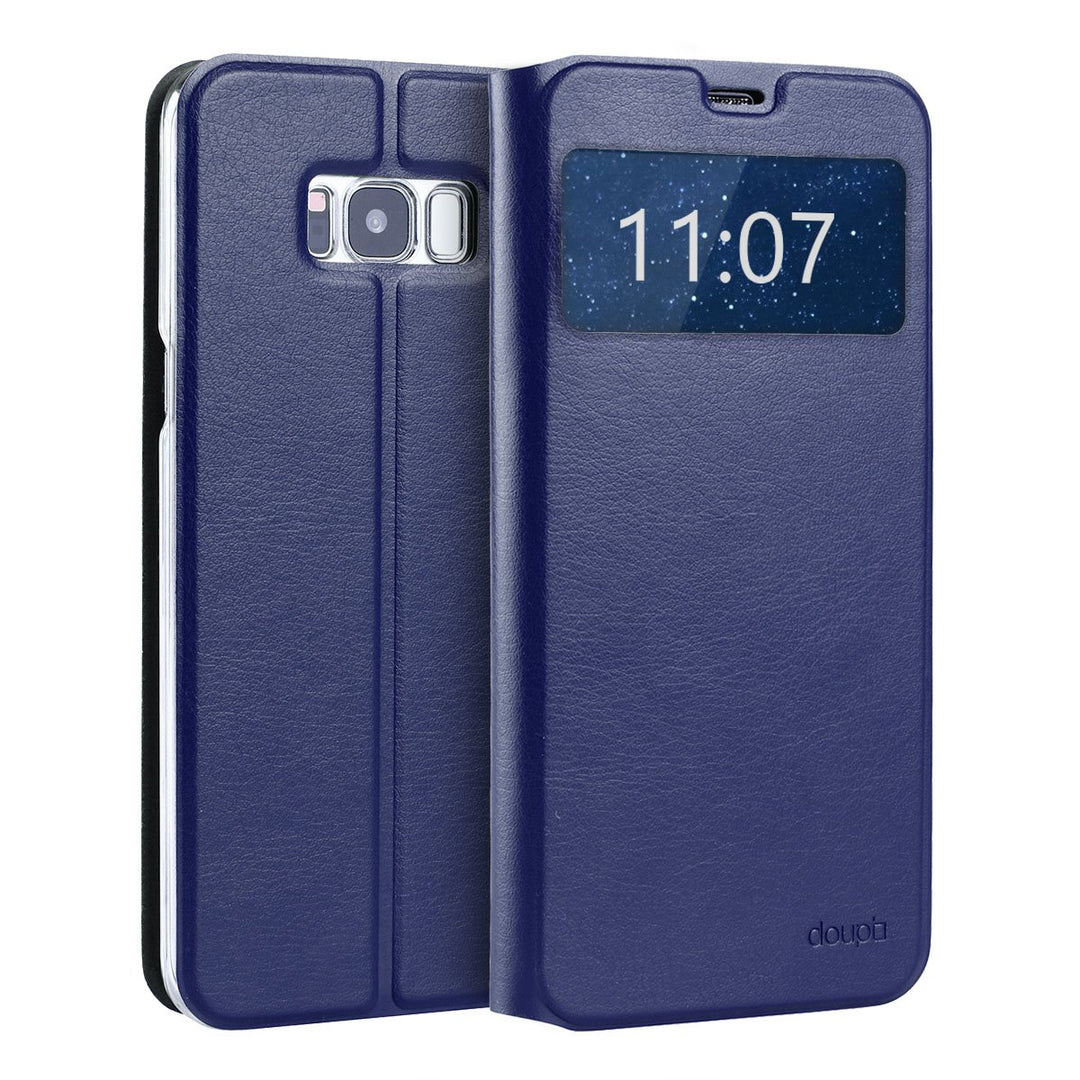 doupi FlipCase für Samsung Galaxy S8 Plus, Deluxe Schutzhülle mit Sichtfenster Magnet Verschluss Kla