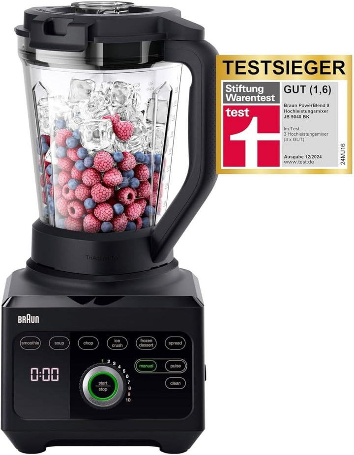 Braun Hochleistungsmixer PowerBlend 9 JB9040 – Standmixer mit Glas-Mixkrug, 18 Mixprogramme, 10 Gesc