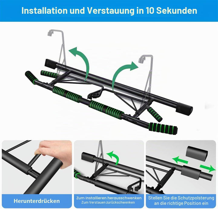 Klimmzugstange Türrahmen - Stark belastbare Pull up bar [bis 200 KG]- Inklusive Schlingentrainer Pro