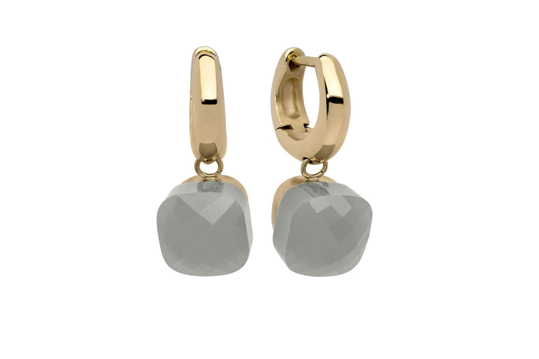 Qudo Firenze Creolen gold farben/Edelstahl beschichtet Grey Opal, Grey Opal