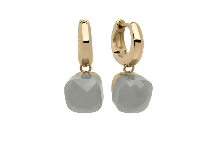Qudo Firenze Creolen gold farben/Edelstahl beschichtet Grey Opal, Grey Opal