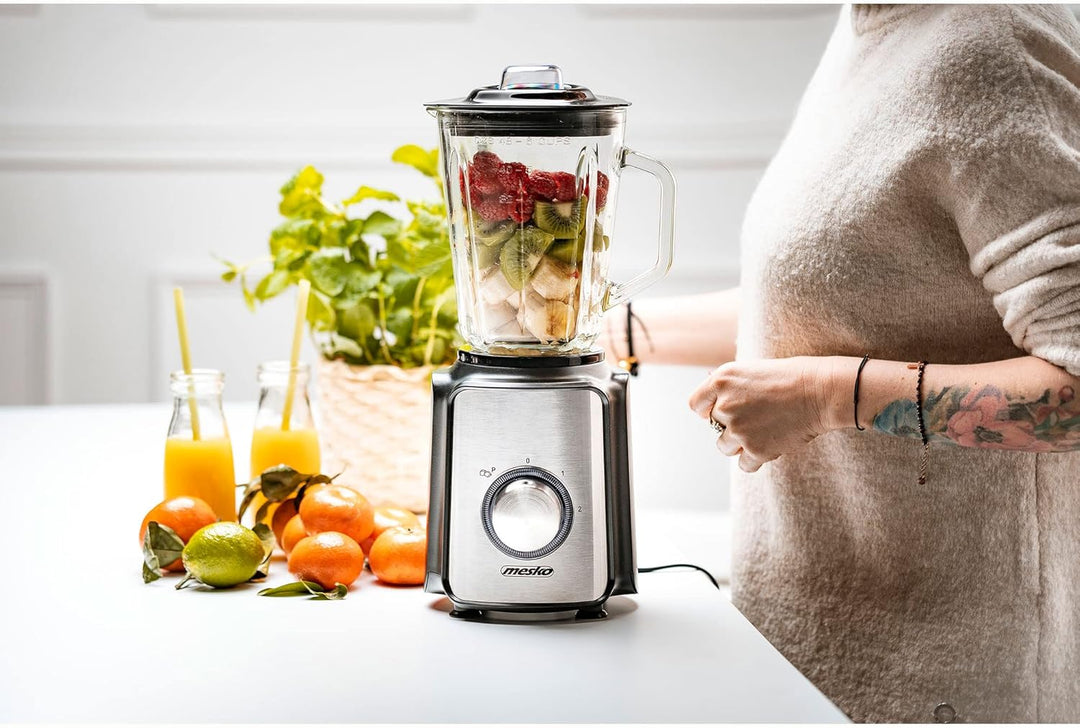 Mesko MS4080 Standmixer, 1,5 L Glas Krug, Mixer Smoothie Maker Maximale Leistung 1200W, Eiszerkleine