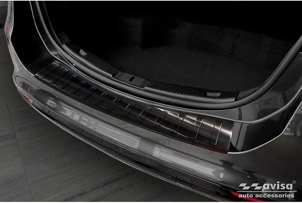 Avisa Schwarz Edelstahl Heckstossstangenschutz kompatibel mit Ford Mondeo V Hatchback/Limousine 2014