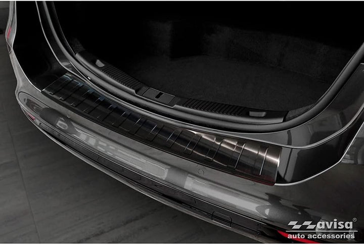 Avisa Schwarz Edelstahl Heckstossstangenschutz kompatibel mit Ford Mondeo V Hatchback/Limousine 2014
