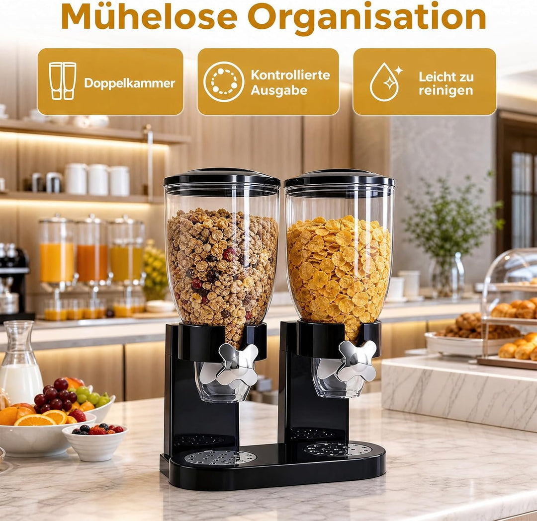 2er Set Müslispender 2L, luftdicht, für Müsli Cornflakes Reis Getreide | Kunststoff, für Vorratsorga