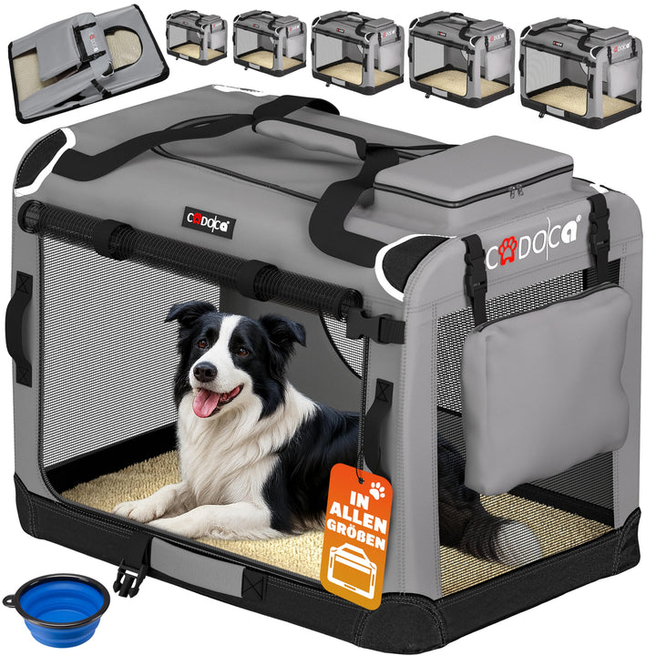 CADOCA® Hundebox faltbar Transportbox XL 82x56x58cm robust atmungsaktiv Transporttasche Auto Rückban