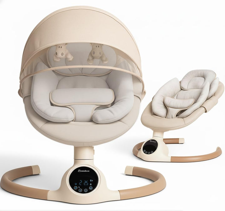 BEBE2LUXE ALPHA Babywippe, Elektrische Babyschaukel mit Musik, Nutzbar ab der Geburt bis ca. 6 Monat