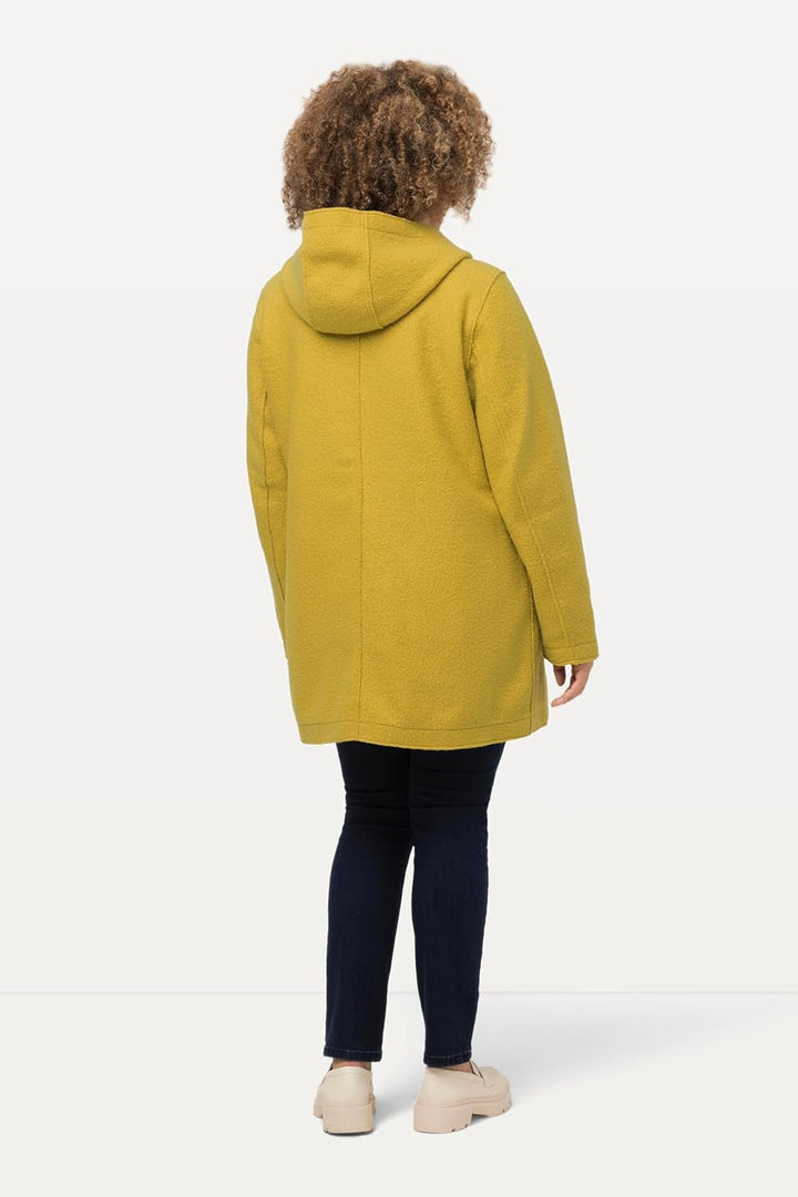 Ulla Popken Damen Curly Wool Jacke mit Kapuze Jacke 50-52 Gelb, 50-52 Gelb