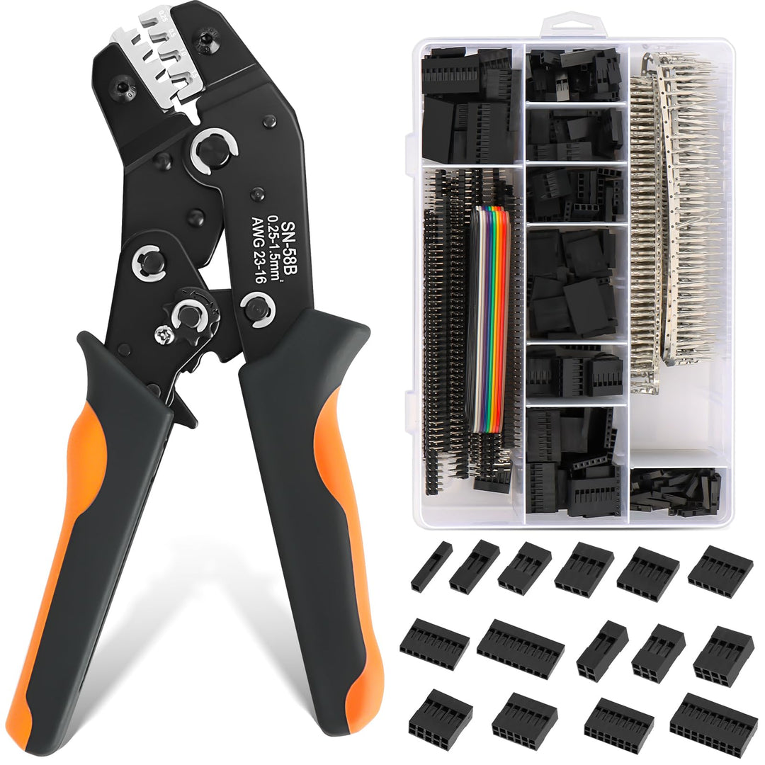 Crimpzange Dupont Stecker Set,2320 PCS 2,54 mm Steckverbinder und Crimp Pins,AWG 24–16 (0,25–1,5 mm²