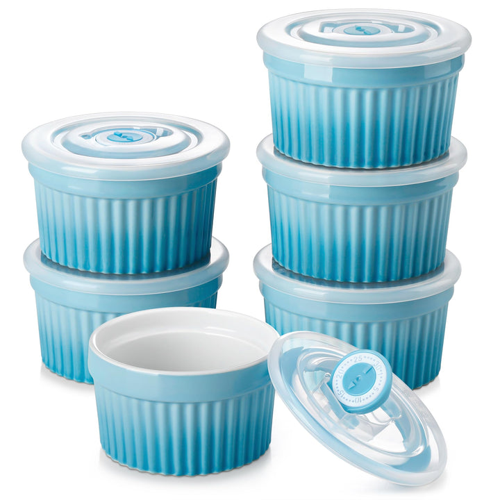 vancasso RAMEKINS 260ml Soufflé Förmchen Set von 6, Ø10,1cm Creme Brulee Schälchen Backofen sicher,