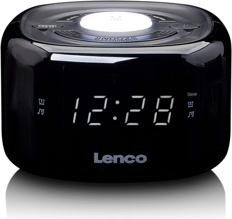 Lenco CR-12 Uhrenradio - Wecker mit Nachtlicht-Funktion - Easy Snooze - Sleep-Timer - Zwei Weckzeite